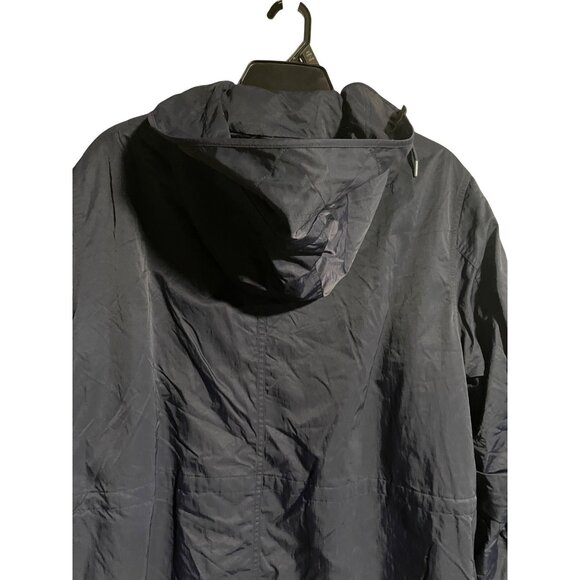 Zara Mens Technical Parka Size M Hooded Navy Mid-Length Lined Jacket Zip/Snap - Picture 6 of 9